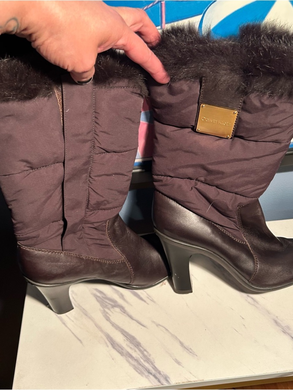Calvin Klein puffy Mid Calf Boots